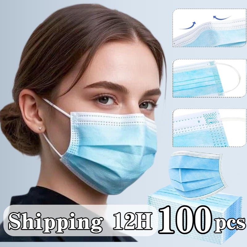 100pcs blue disposable protect - مراجعة Disposable Mask Blue وسعره