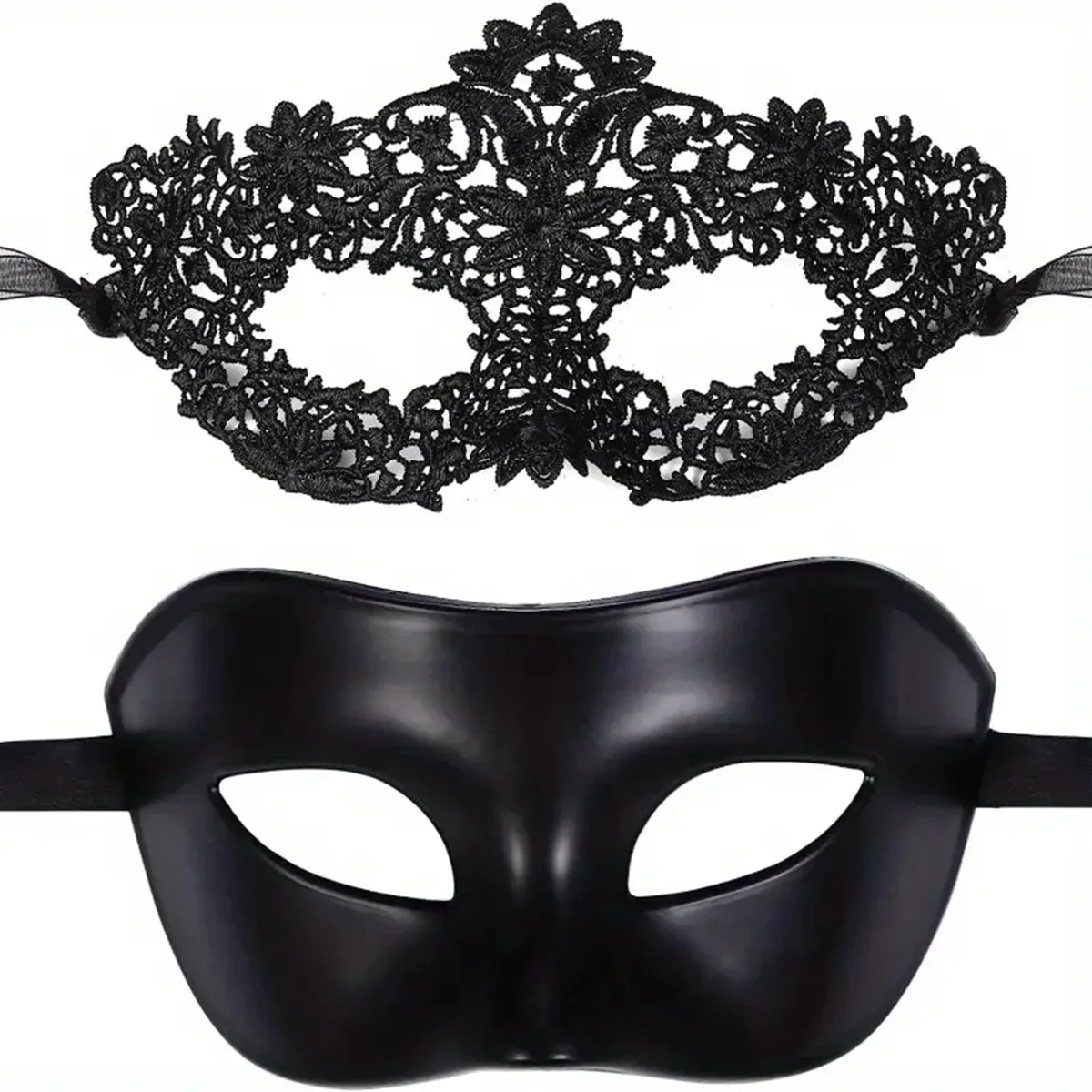 2pcs Elegant Black Lace Masque - مراجعة Black Face Mask Pack وسعره