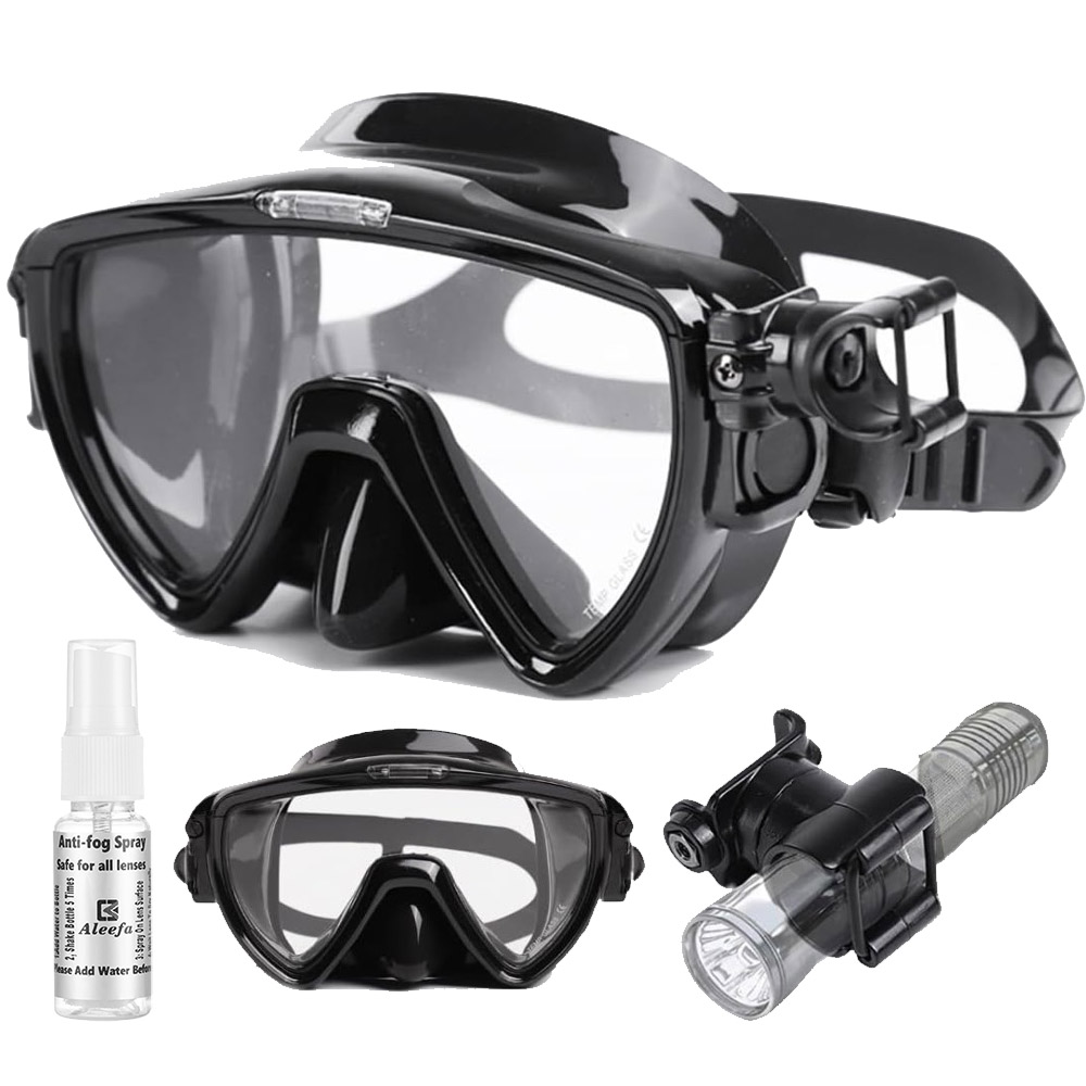 Scuba Diving Mask with flashli - مراجعة Silicone Mask Bracket وسعره
